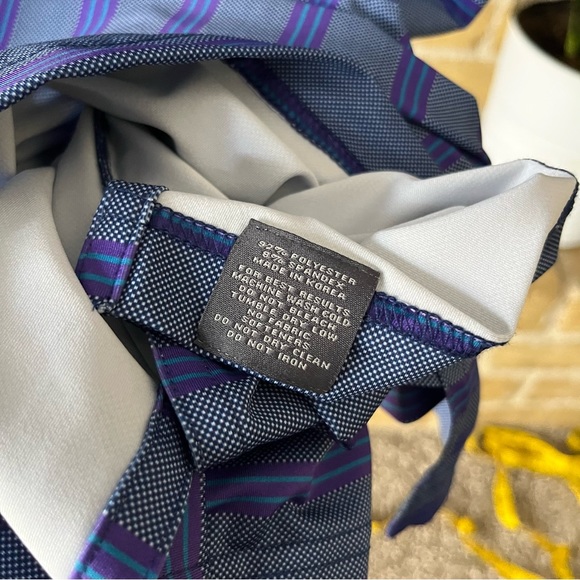 Oliver Ridley Mens Medium Performance Polo Purple Blue Striped - Picture 5 of 6